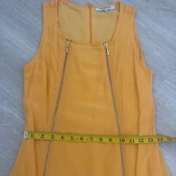 Maurie & Eve 100% Silk Women's Dress Size 8 Yellow Featured Zippers - Picture 5 of 8